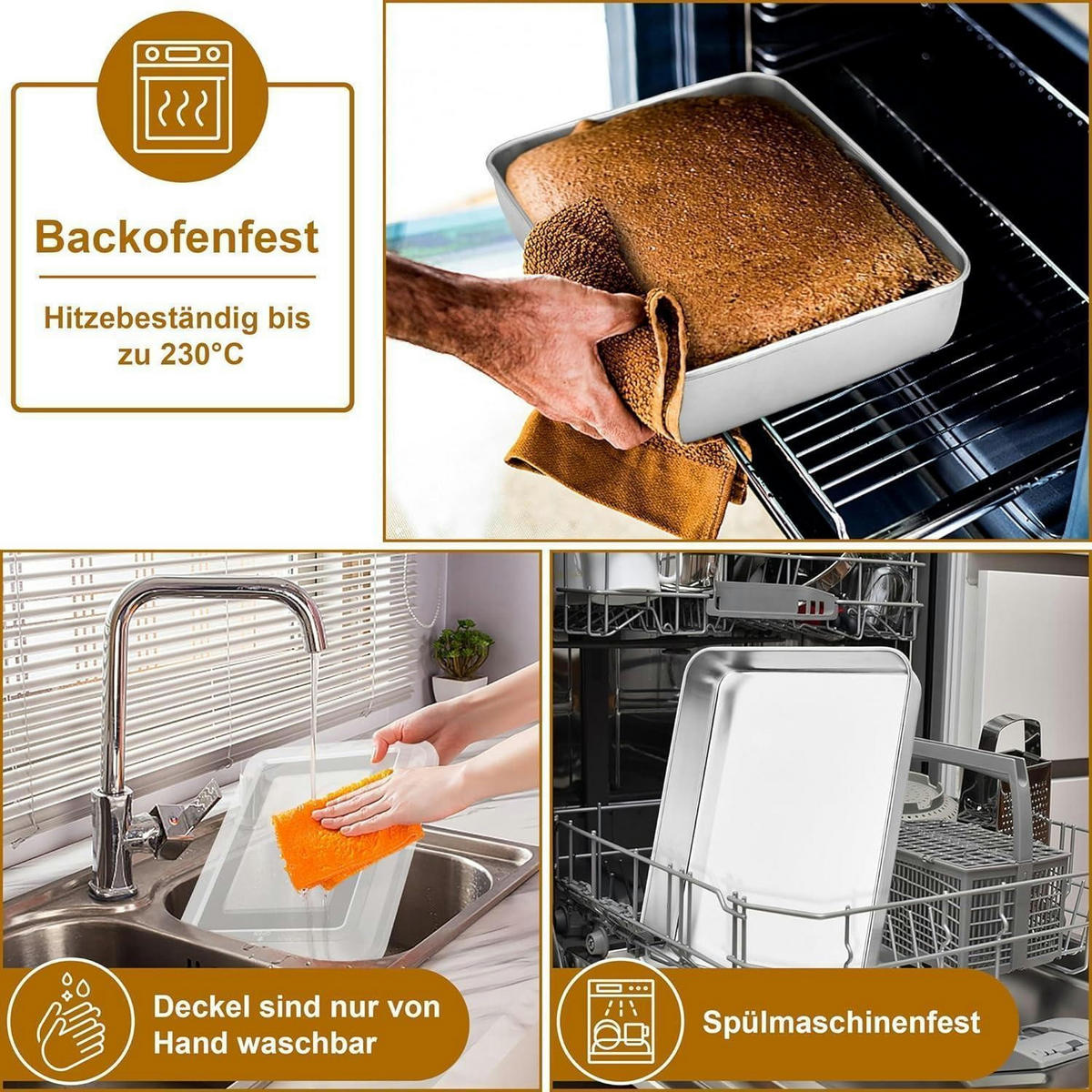 BACKBLECH mit Deckel 26,5 x 20,7 x 5 cm - Silberfarben, Metall (20.7/5/26.5cm)