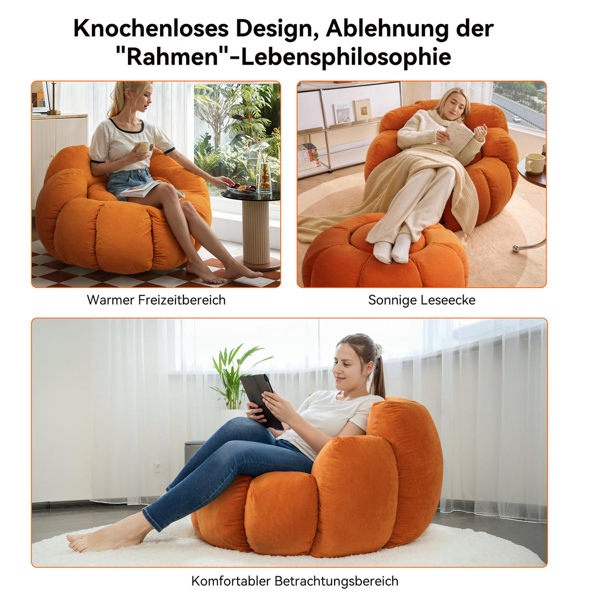 SITZSACK Kürbis Halloween-Stil orange - Orange, Textil (100/80/100cm) - Vercart