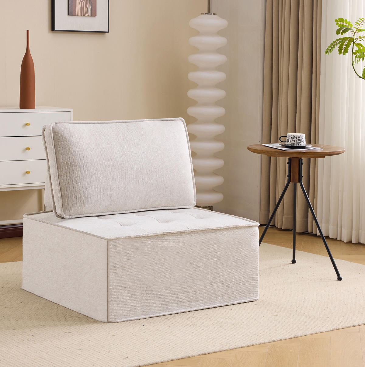 SESSEL 81/81/81 cm Beige aus Sperrholz mit modularem Design - Beige, Holzwerkstoff (81/81/81cm) - OKMYHOME
