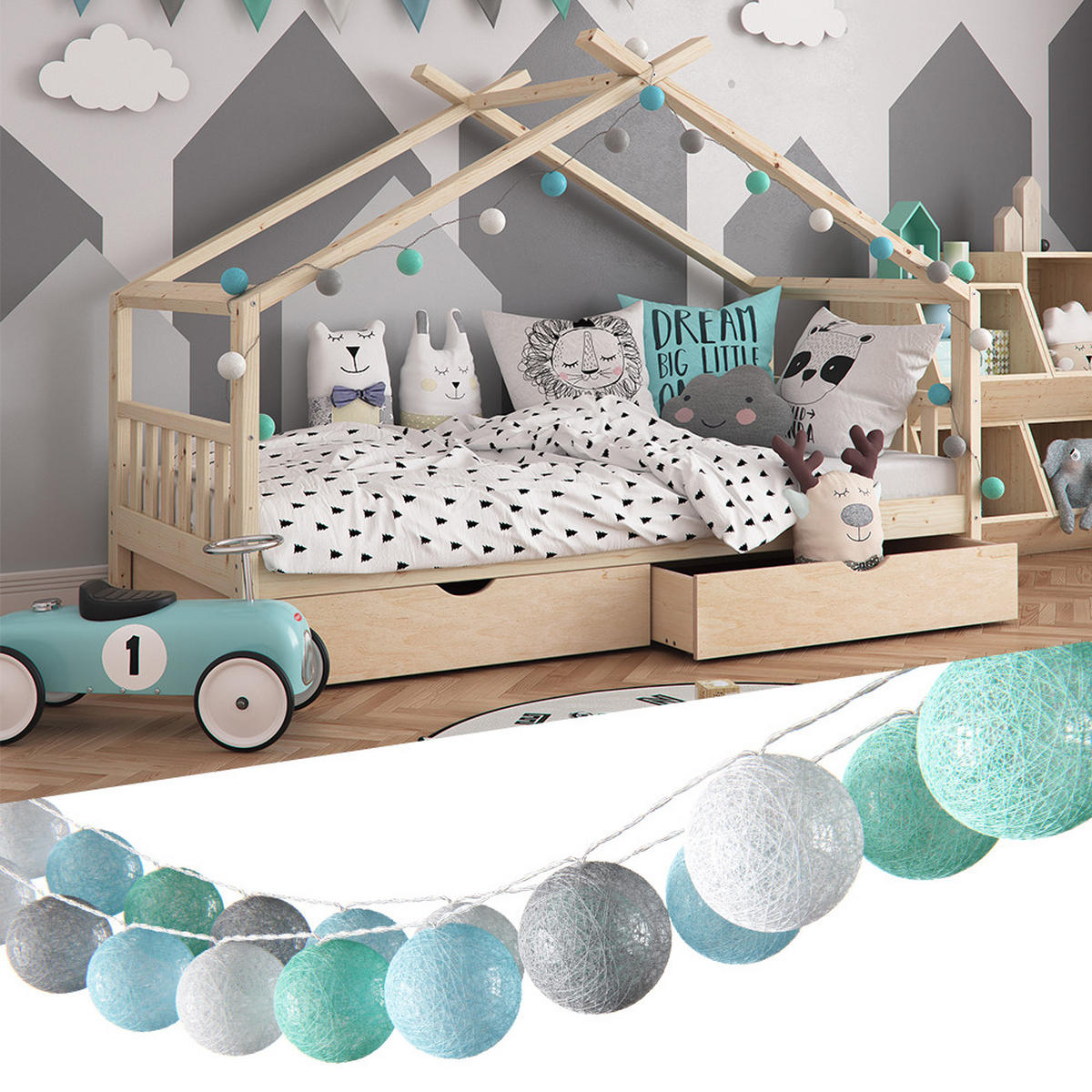 SVĚTÝLKA NA VÁNOČNÍ STROMEČEK Zelená - šedá/zelená barva, plast (310cm) - Vicco