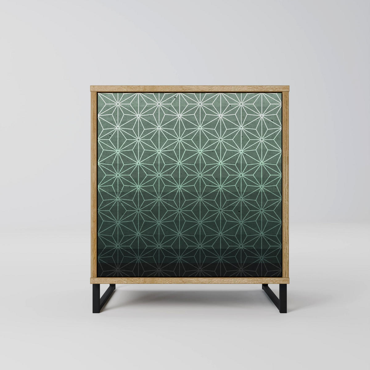 SIDEBOARD ORNAMENTAL GLIMMER, Eichefarben, 57,5x42x77,5 cm, Schräge Buchenholzfüße - Eichefarben/Buchefarben, Holzwerkstoff/Buchenholz (57.5/77.5/42cm) - SpaceRebels