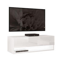 HÄNGESCHRANK TV-Möbel CALANTE 90 cm mit LED-Beleuchtung - Weiß Hochglanz, Holzwerkstoff (90/30/35cm) - Lookway