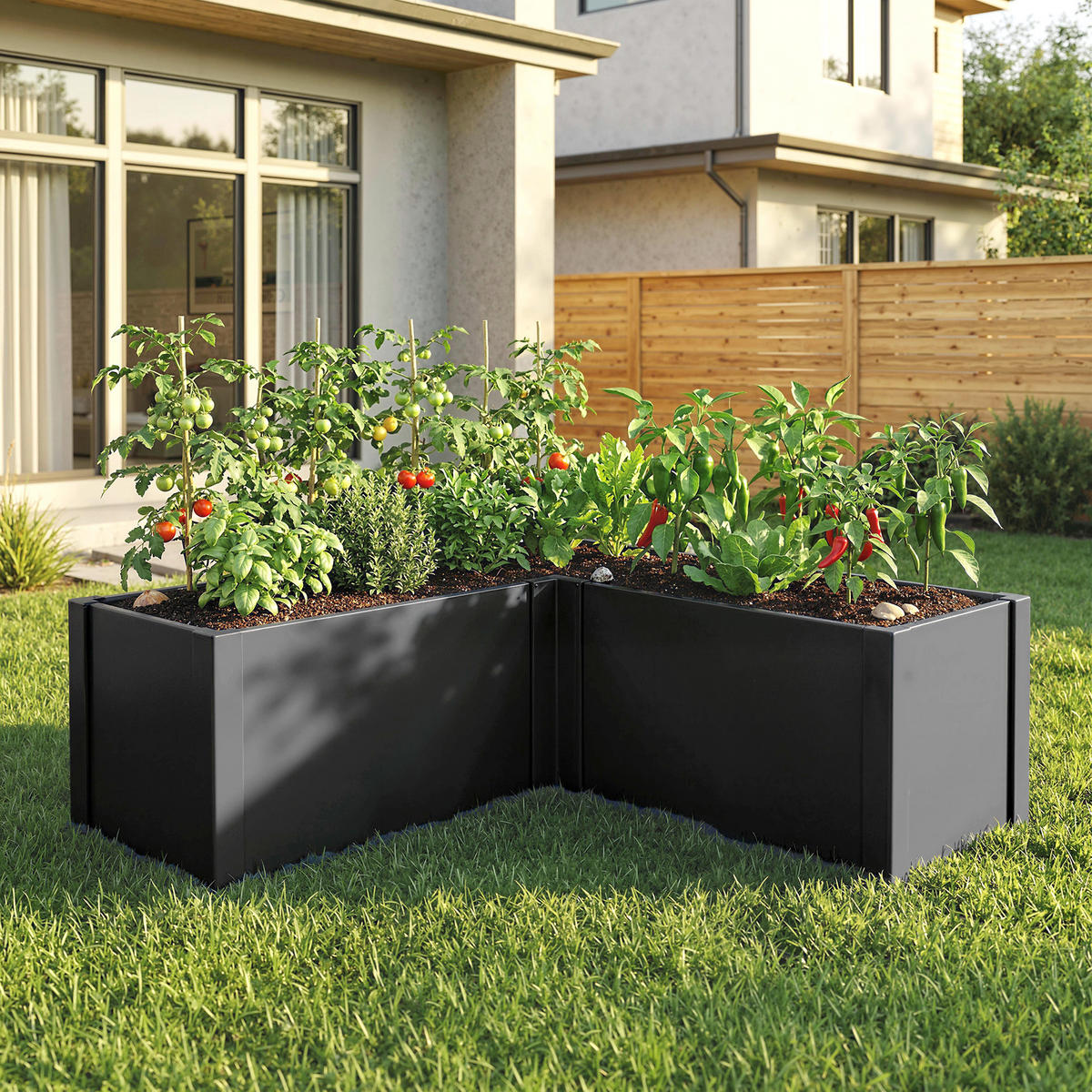 METALL-HOCHBEET Verzinkter Stahl Schwarz - Schwarz, Metall (150/55/150cm) - Outsunny