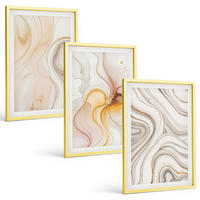 BILDER SET 3er Set - 40x60 cm Goldrahmen - Abstrakte warme Muster - Goldfarben, Kunststoff (40/60cm) - TULUP