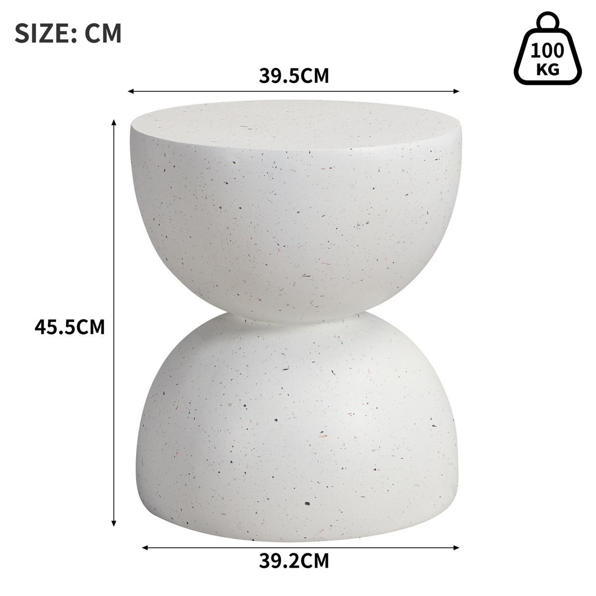 BEISTELLTISCH 40/40/45 cm weiß aus Magnesiumoxid für Innen- und Außenbereich - Weiß, Metall (39.5/39.5/45.5cm) - OKWISH