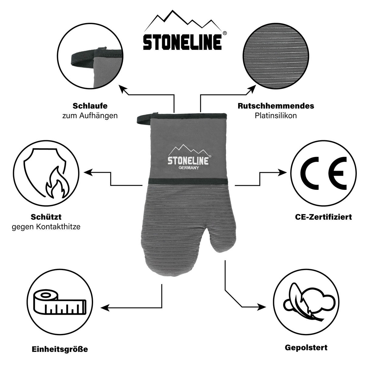 KÜCHENSCHÜRZE Set 3-teilig - Grau, Textil (18/32cm) - Stoneline
