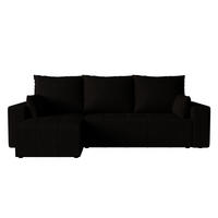 ECKSOFA Tico mit Bettkasten und Schlaffunktion, L-Form/XL-Form, Velourstoff, Universal - Schwarz, Holzwerkstoff (246/145cm) - 4ALL HOME