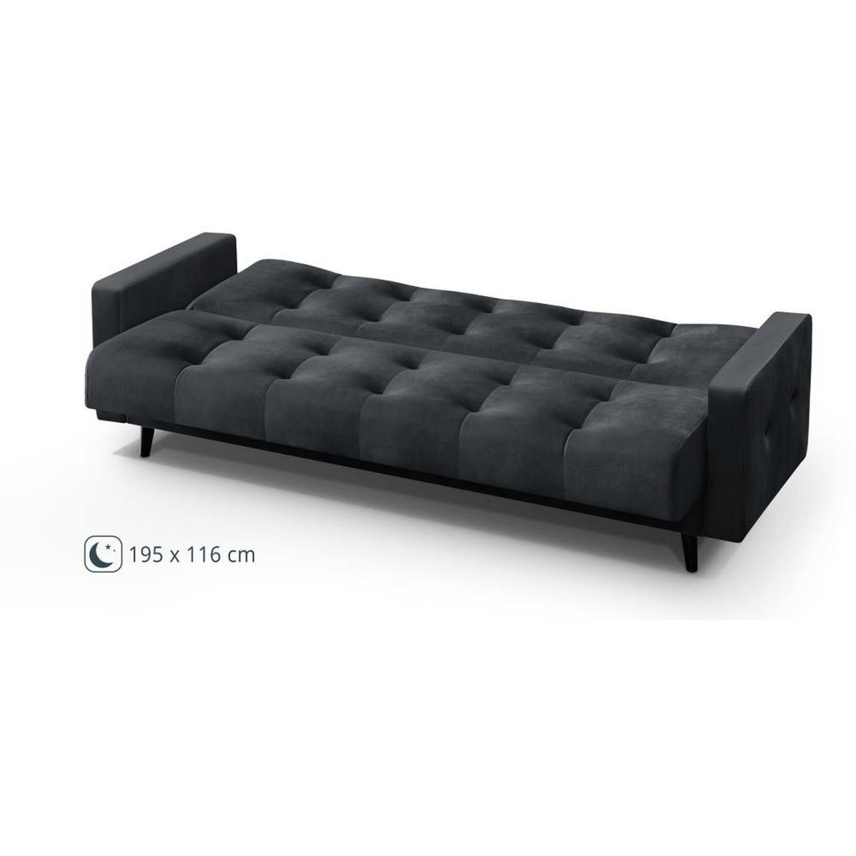 3-SITZER Schlafsofa Nancy Bis dunkelgrau - Dunkelgrau, Holz/Textil (220/89/93cm) - Beautysofa
