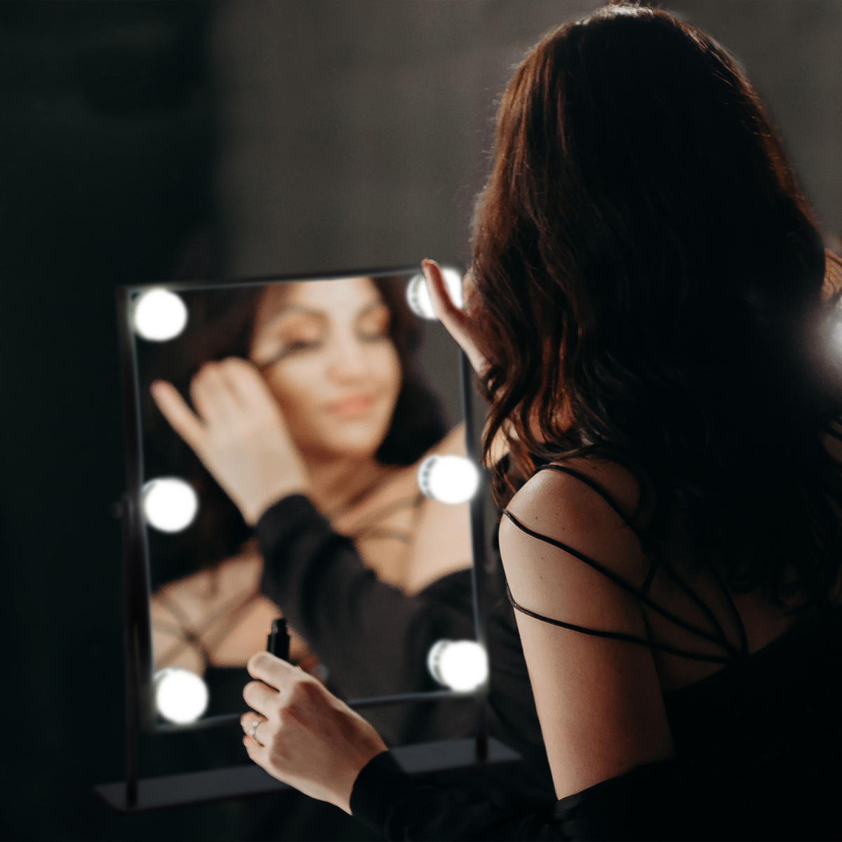 HOLLYWOODSPIEGEL - Schwarz, Glas/Metall (30/35/6cm) - Relaxdays