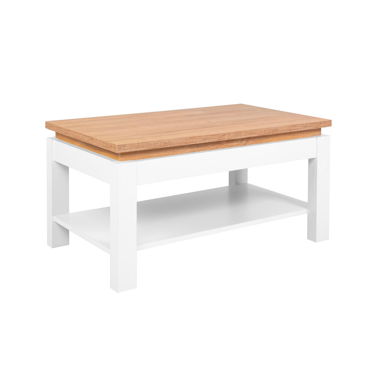 COUCHTISCH Nara Weiß und Holz - Weiß, Holzwerkstoff (110/65/55cm) - Petits-meubles