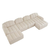 WOHNLANDSCHAFT DE-34312 4-Sitzer mit 2 Ottomans Beige - Beige, Textil (165/79/366cm) - ComfortXL