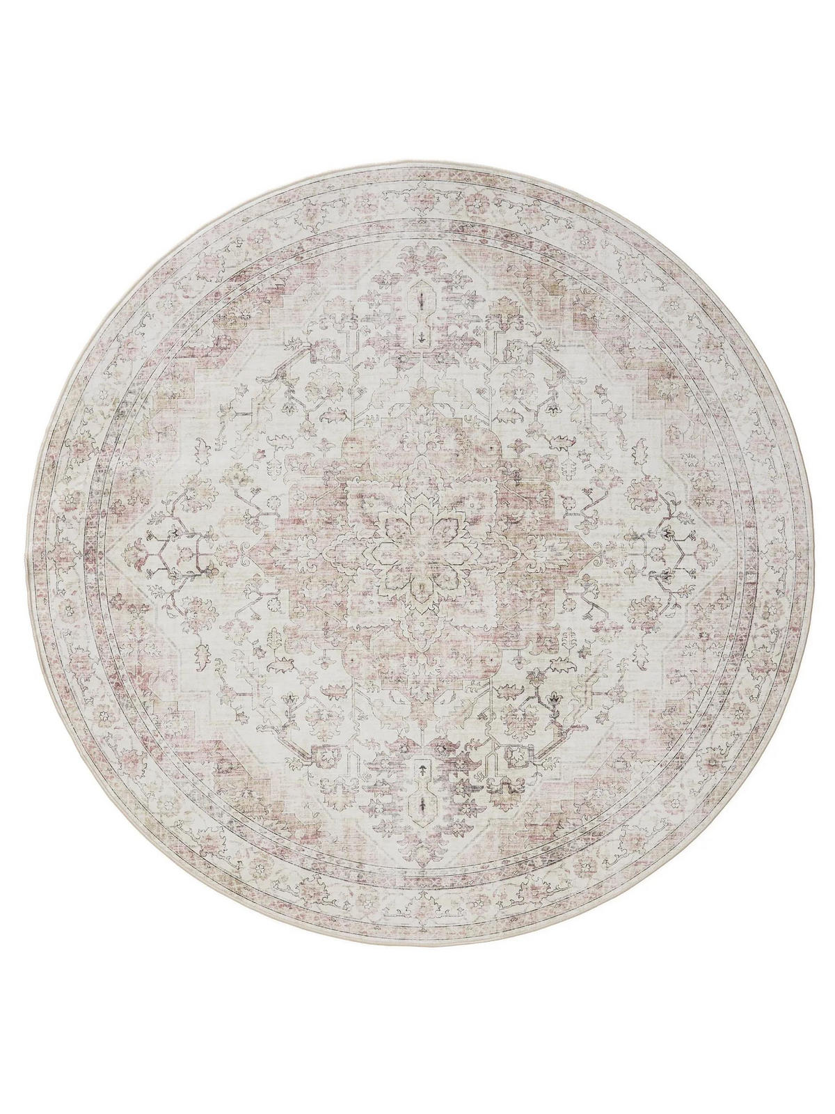 PRATELNÝ koberec George Růžová/Béžová ø 120 cm - růžová/béžová, plast/umělá hmota (120/120cm) - benuta