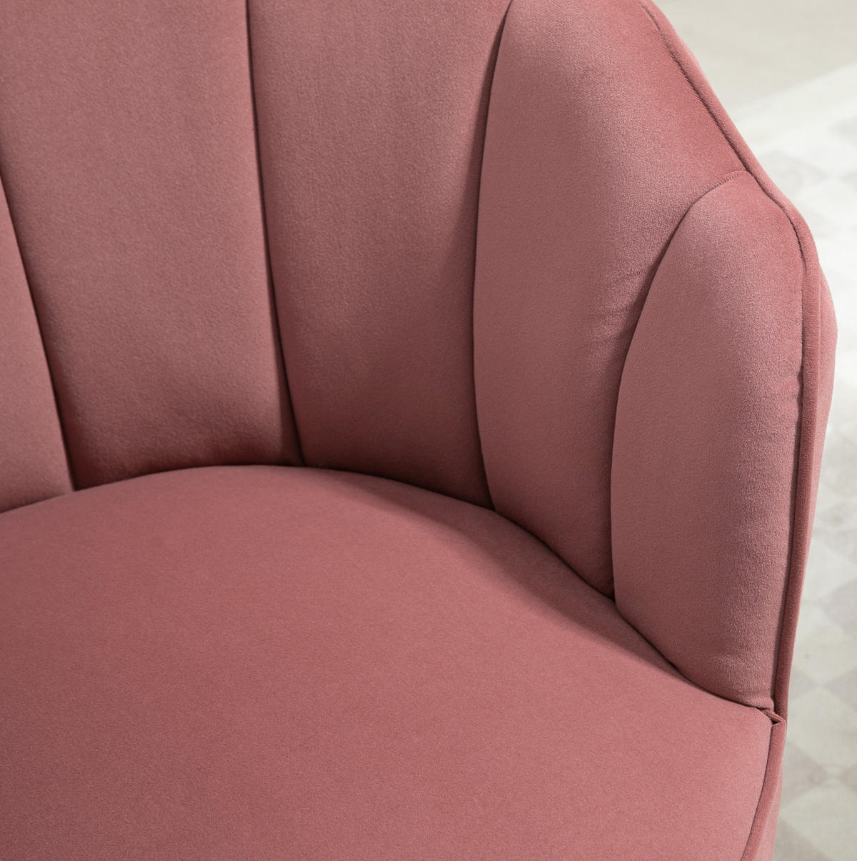 POLSTERSESSEL 66/66/78,5 cm in Rosé mit Samtoptik und Holzbeinen - Pink, Kunststoff (66/78.5/66cm) - BEAOK
