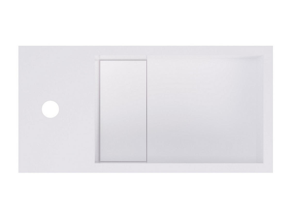 HANDWASCHBECKEN hängend mit Ablagefach - Solid Surface - Armaturen links - Weiß - 40 cm - PUMORI - Weiß, Stein (40/40/20cm) - Vente-Unique