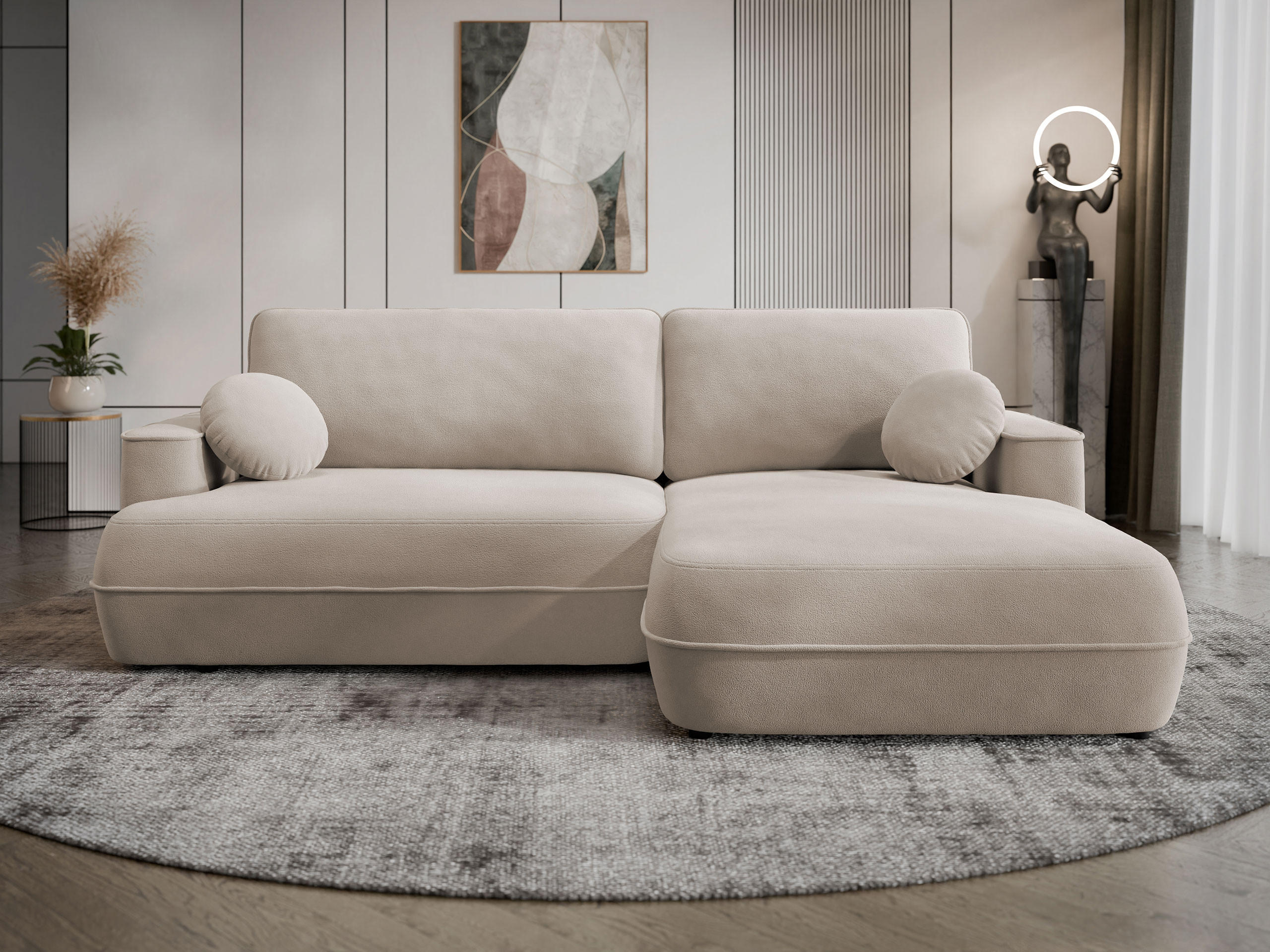 ECKSOFA Fuego L, Seite: Rechts - Creme/Schwarz, Holz/Kunststoff (260/168cm) - MIRJAN24