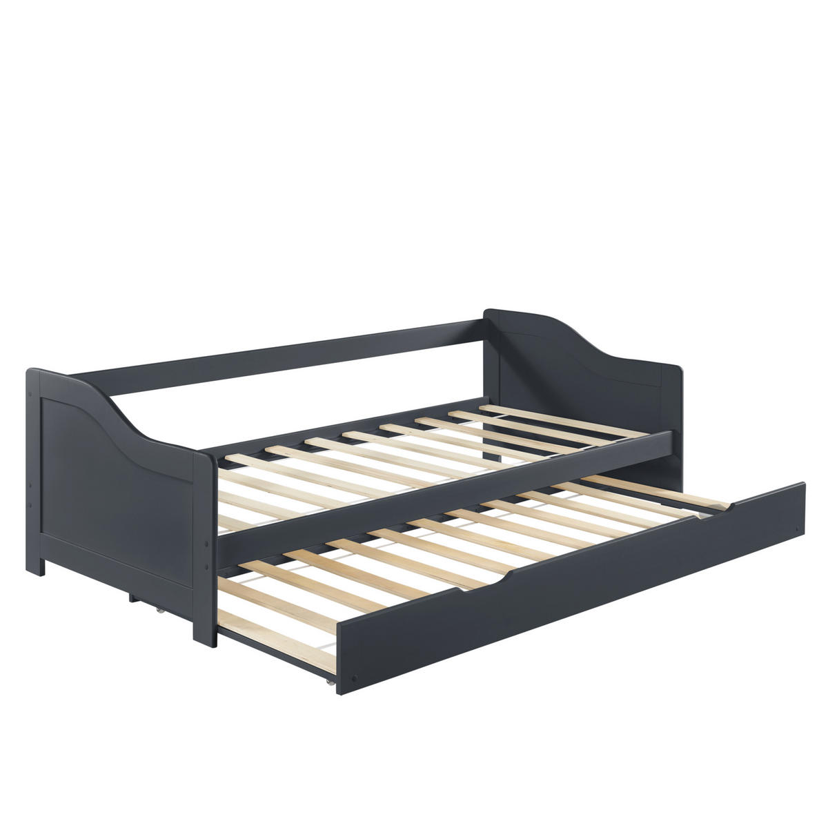 SOFABETT - Dunkelgrau, Holz (90/200cm) - [en.casa]