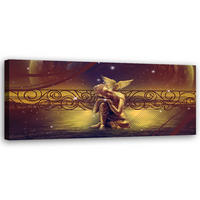 WANDBILD goldener buddha und vogel - Braun, Textil (90/30cm) - Feeby