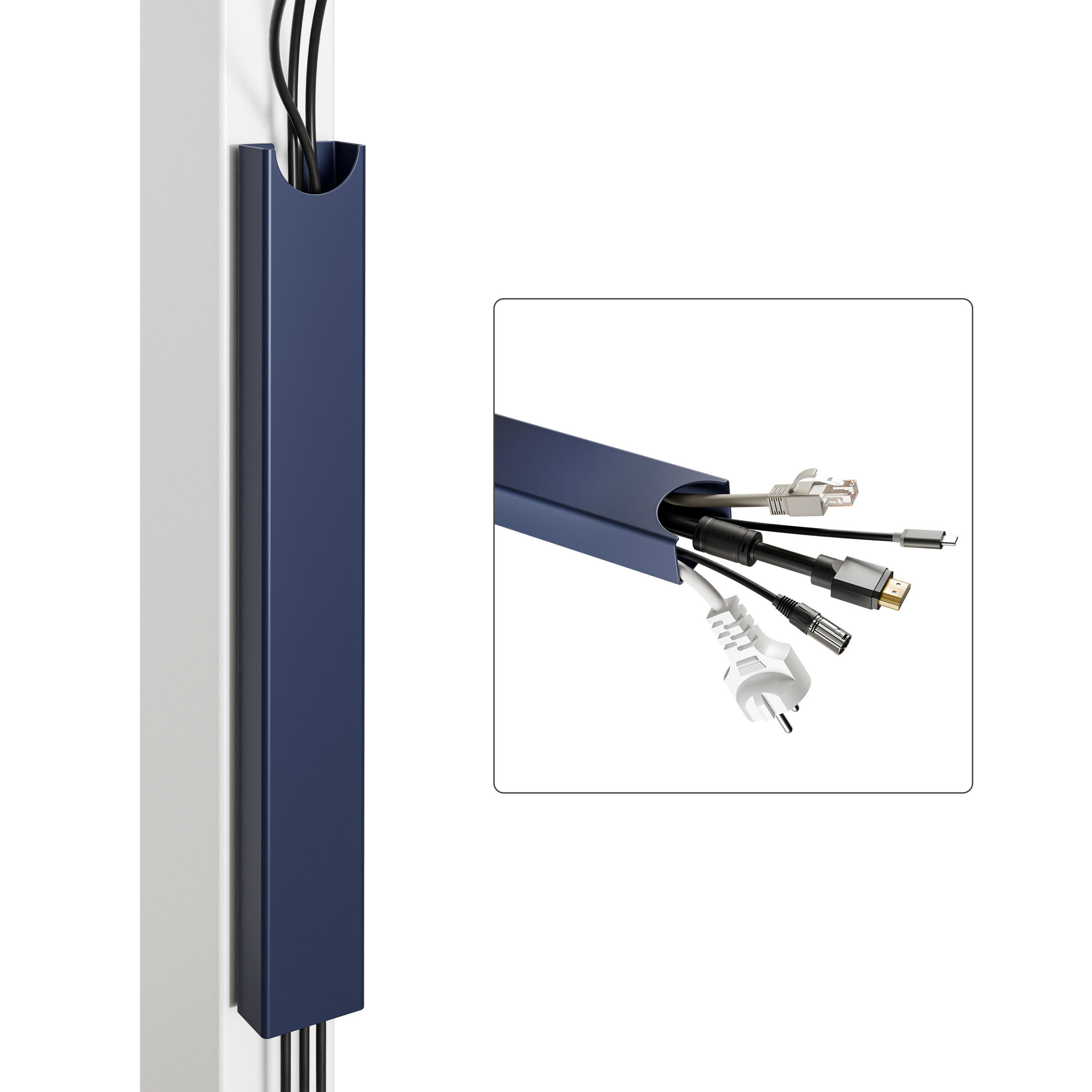 MAGNETISCHER Kabelkanal Schreibtisch Blau, 37x5x2,5cm - Blau, Metall (37/5/2.5cm) - Desktronic