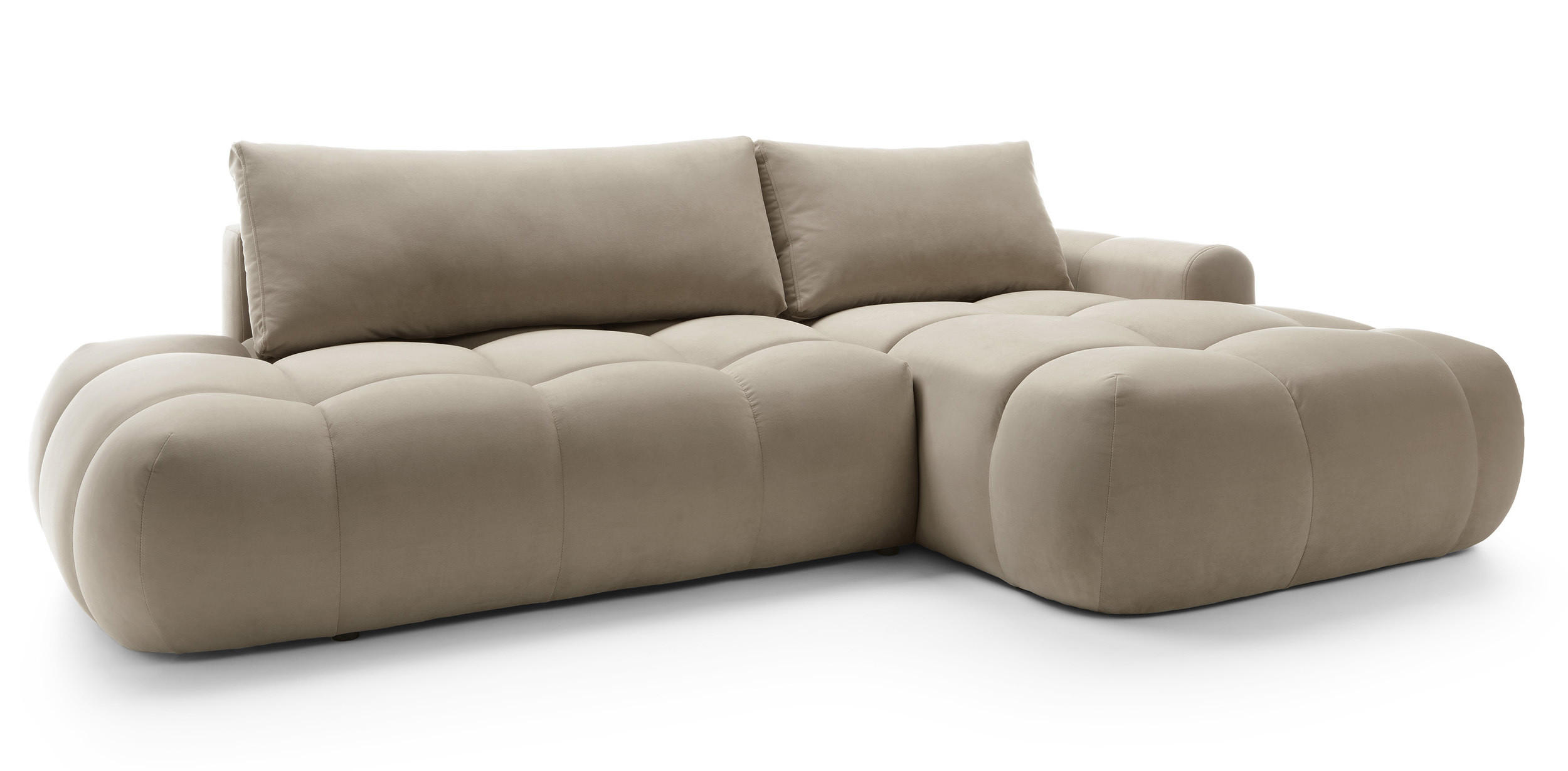 ECKSOFA Ombo Beige Velours 280 cm - Beige/Schwarz, Kunststoff/Textil (284/167cm) - Selsey