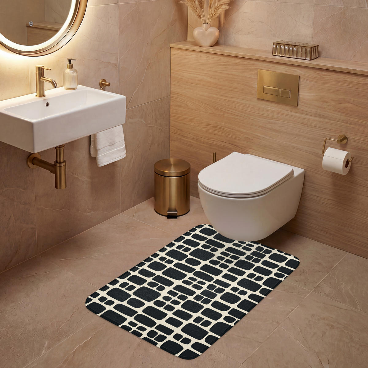 WC PŘEDLOŽKA Moderní - organické - černé 60x90 cm - antracitová, textil/plast (60/1cm) - OnlyWow