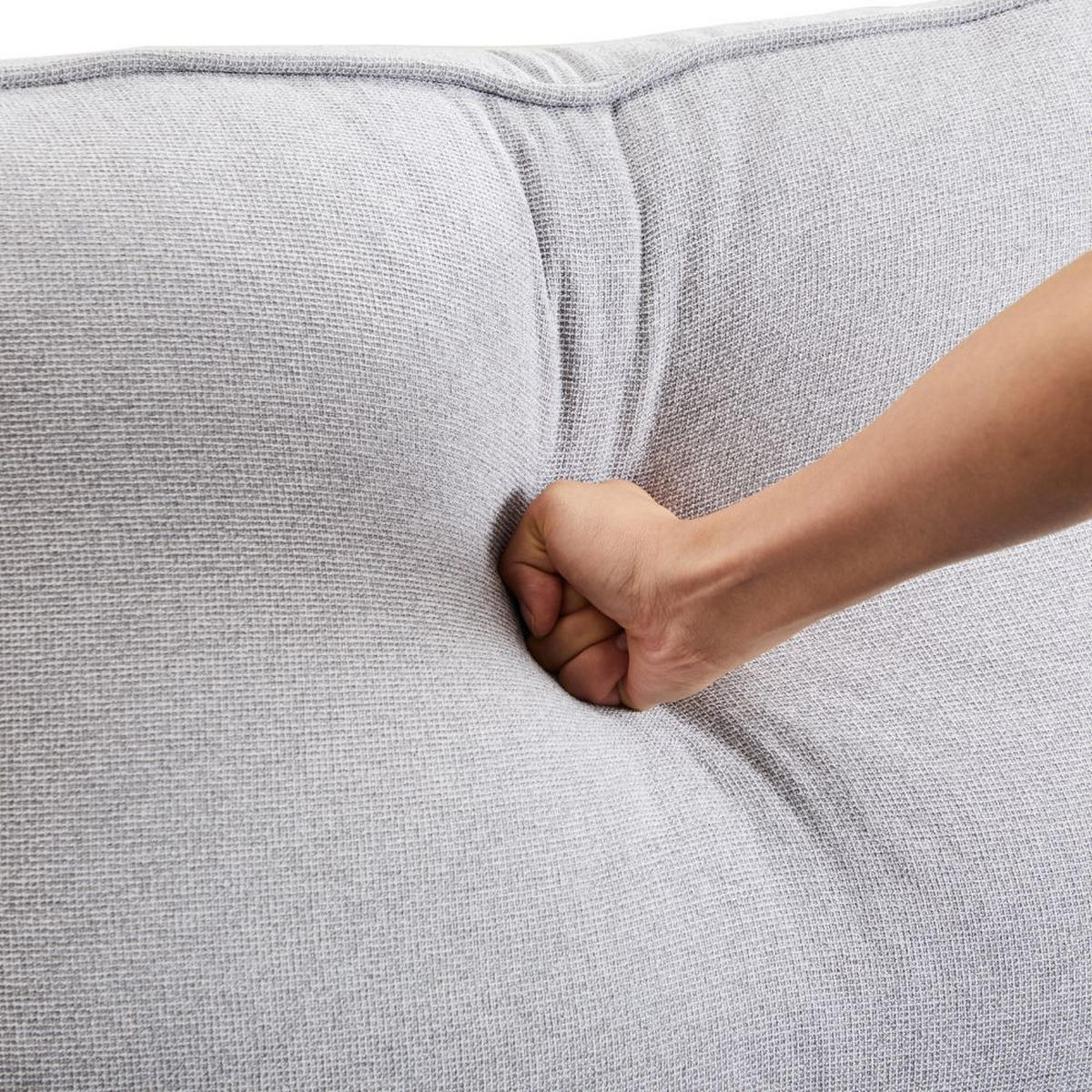 VIERSITZER-SOFA in Hellgrau Leinen mit 4 Kissen - Hellgrau, Textil (83/87/264cm) - KOMHTOM