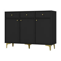 KOMMODE TORINO 125/94/41 cm mit 3 Schubladen 3 Türen Graphitfarben - Graphitfarben, Holzwerkstoff (125/94/41cm) - MASSENO