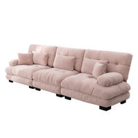 3-SITZER-SOFA 313×77×81 cm Chenille modular, rosa - Rosa, Textil (77/81/313cm)