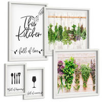 BILDER SET 5er Set - 50x50 cm & 20x30 cm & 40x60 cm Weißer Rahmen - Tisch aus Zitronenbaum - Weiß, Kunststoff (40/60cm) - TULUP