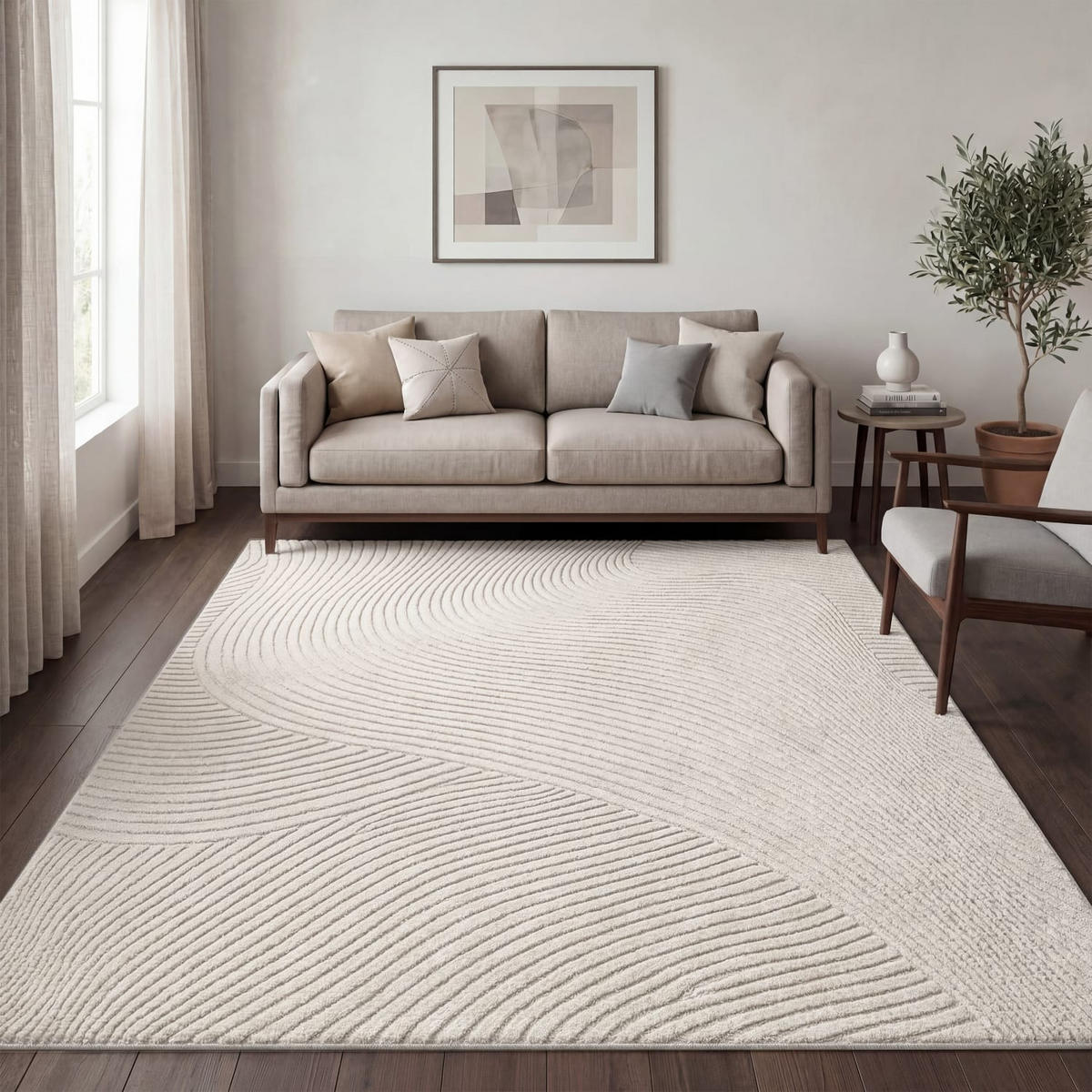 KURZFLORTEPPICH 200/280 cm Aura 704 - Creme, Kunststoff (200/280cm) - Paco Home