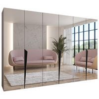 DREHTÜRENSCHRANK 202/300/52 6-türig - Beige/Schwarz, Holz/Metall (300/202/52cm) - Abiks Möbel