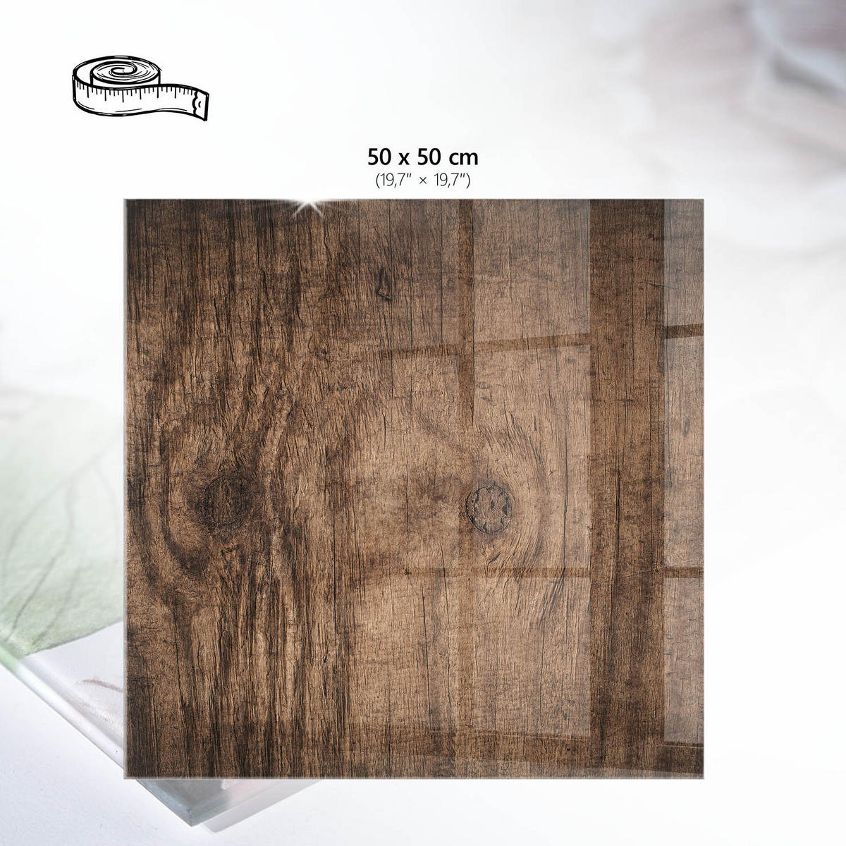 TISCHPLATTE 50x50 cm – Rustikales Holz - Pink, Glas (50/50/0.4cm) - Wallfluent