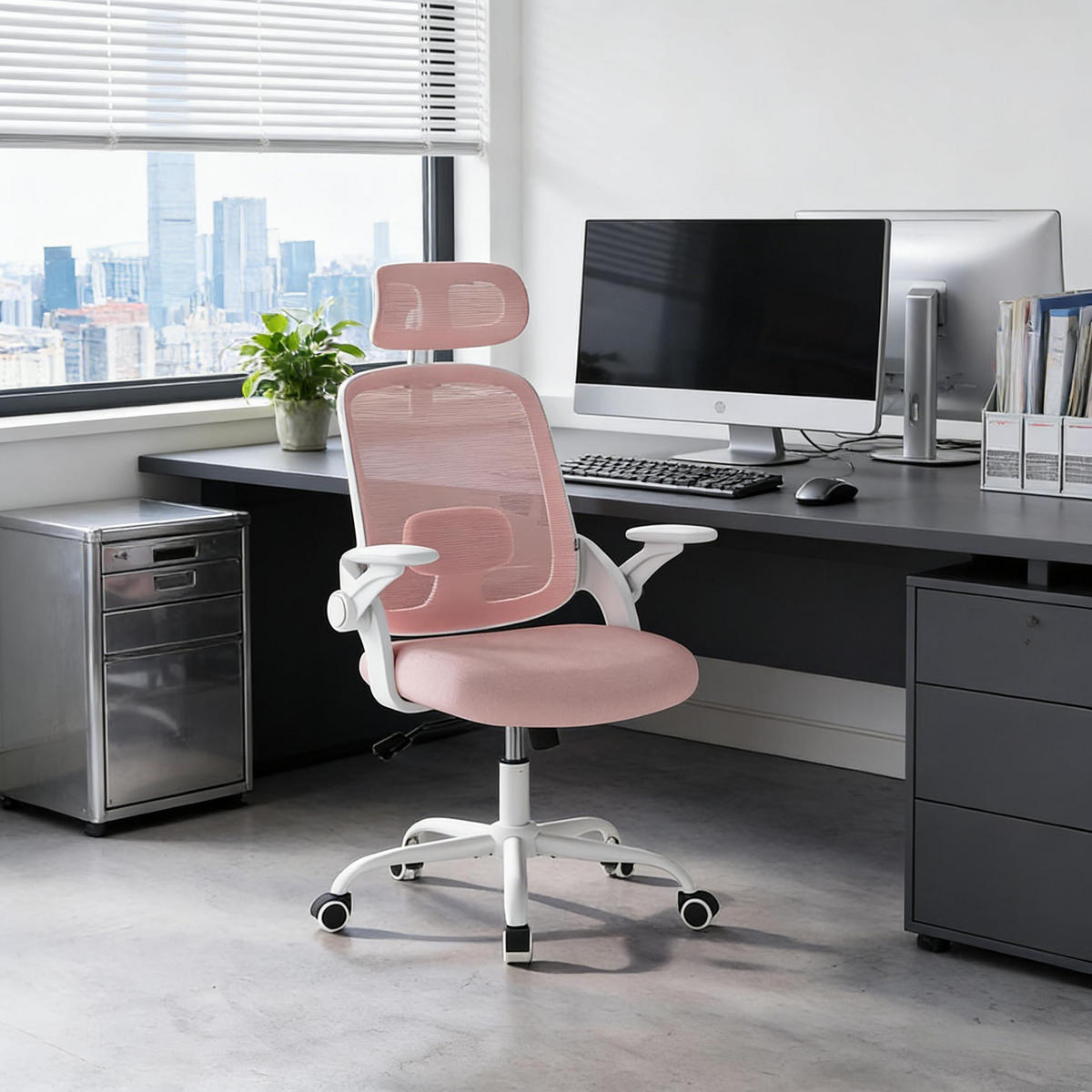BÜROSTUHL Rosa 63.5/47/117.5 cm - Pink, Metall (63.5/117.5/47cm) - PANGIVO