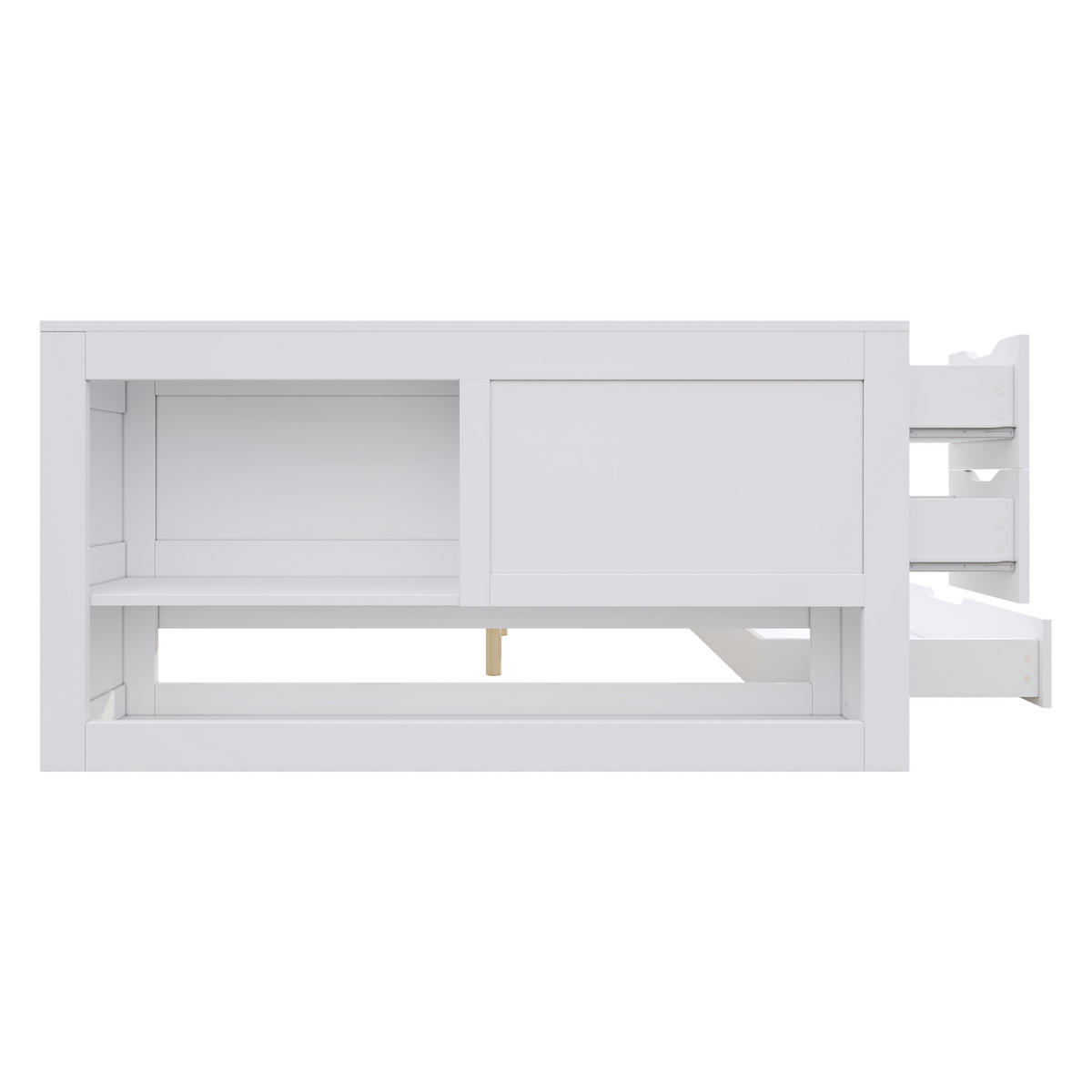 STAURRAUMBETT 140/200 cm DE-03096, mit Schubladen, Regalen und Nachttischen, in Weiß - Weiß, Holzwerkstoff (140/200cm) - ComfortXL