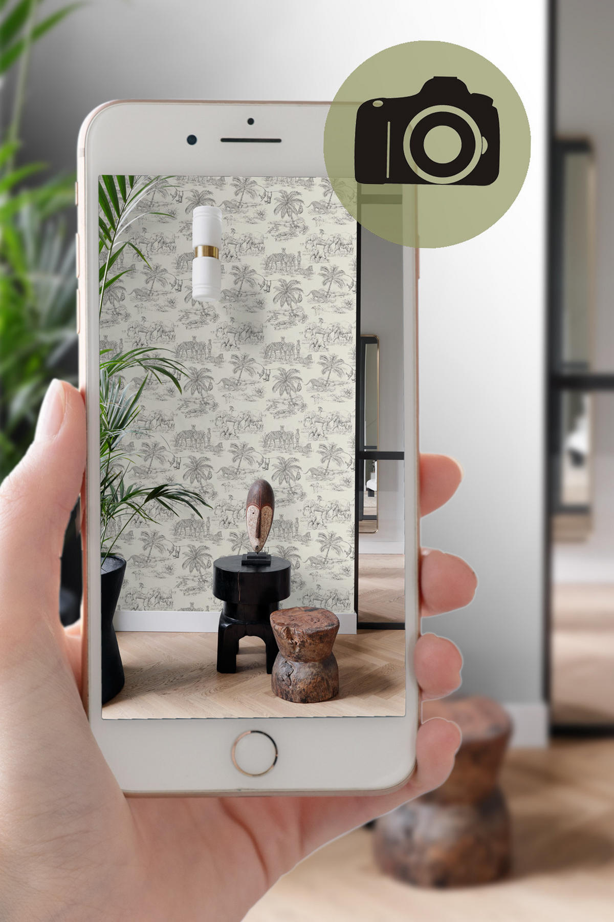 TAPETE Dschungeltiere 53 cm x 10.05 m - Beige, Papier (53/1000cm) - Origin Wallcoverings