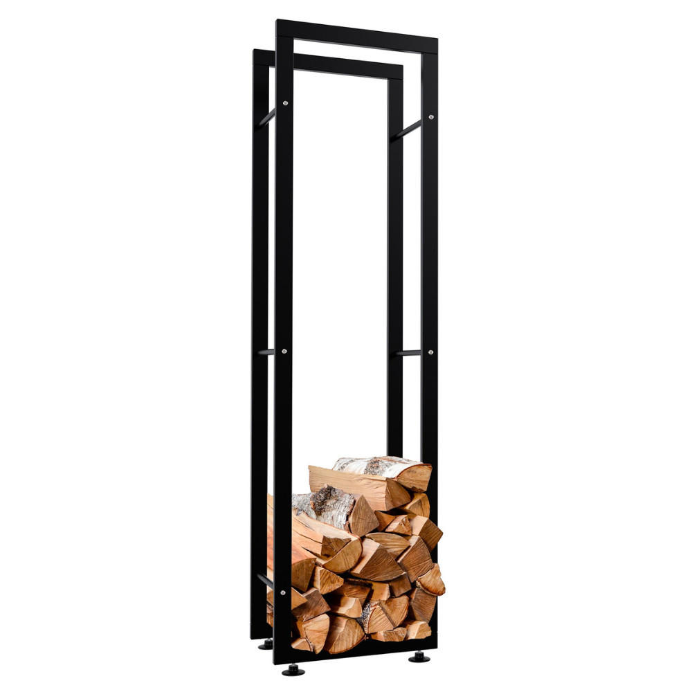 KAMINHOLZREGAL innen Metall SATLO| Schwarz, 25x40x150cm - Schwarz, Metall (40/150/25cm) - DELUKE