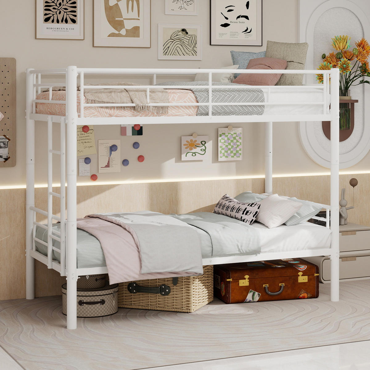 ETAGENBETT 196,6/97,8/156,5 cm aus Eisen mit trennbarer Konstruktion Weiß - Weiß, Metall (90/190cm) - Modenvie