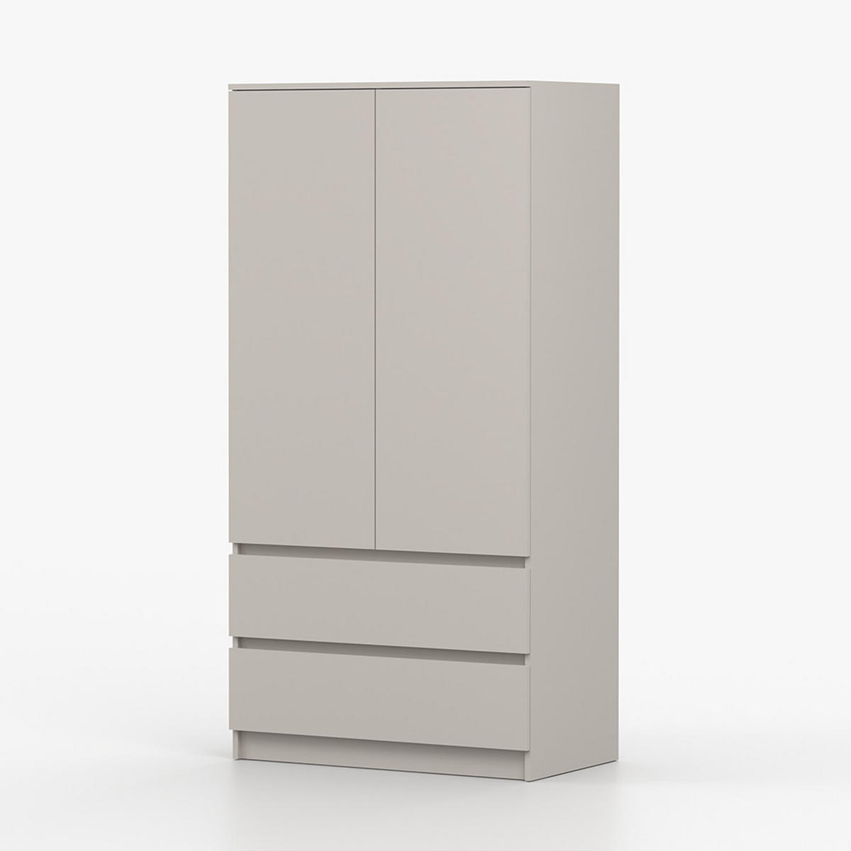 DREHTÜRENSCHRANK SOLO 2D2S II 90 cm Kaschmir/Kaschmir, 2-türig, zwei Schubladen, grifflos - Kaschmir, Holzwerkstoff (90/180/50cm) - imoebel24