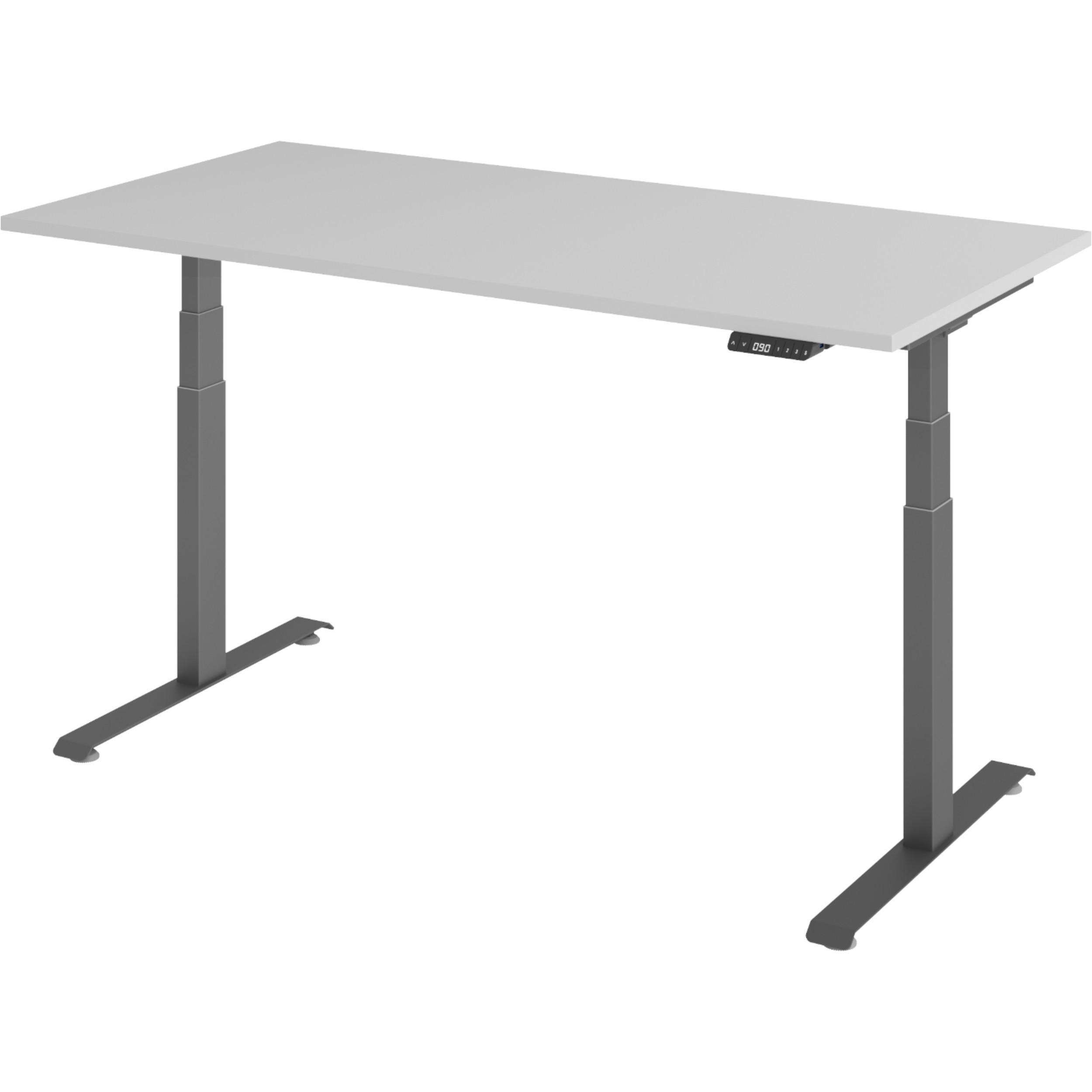 SCHREIBTISCH elektrisch 80/160/74 cm in Grau/Graphitfarben - Graphitfarben/Grau, Holzwerkstoff (80/160/74cm) - bümö