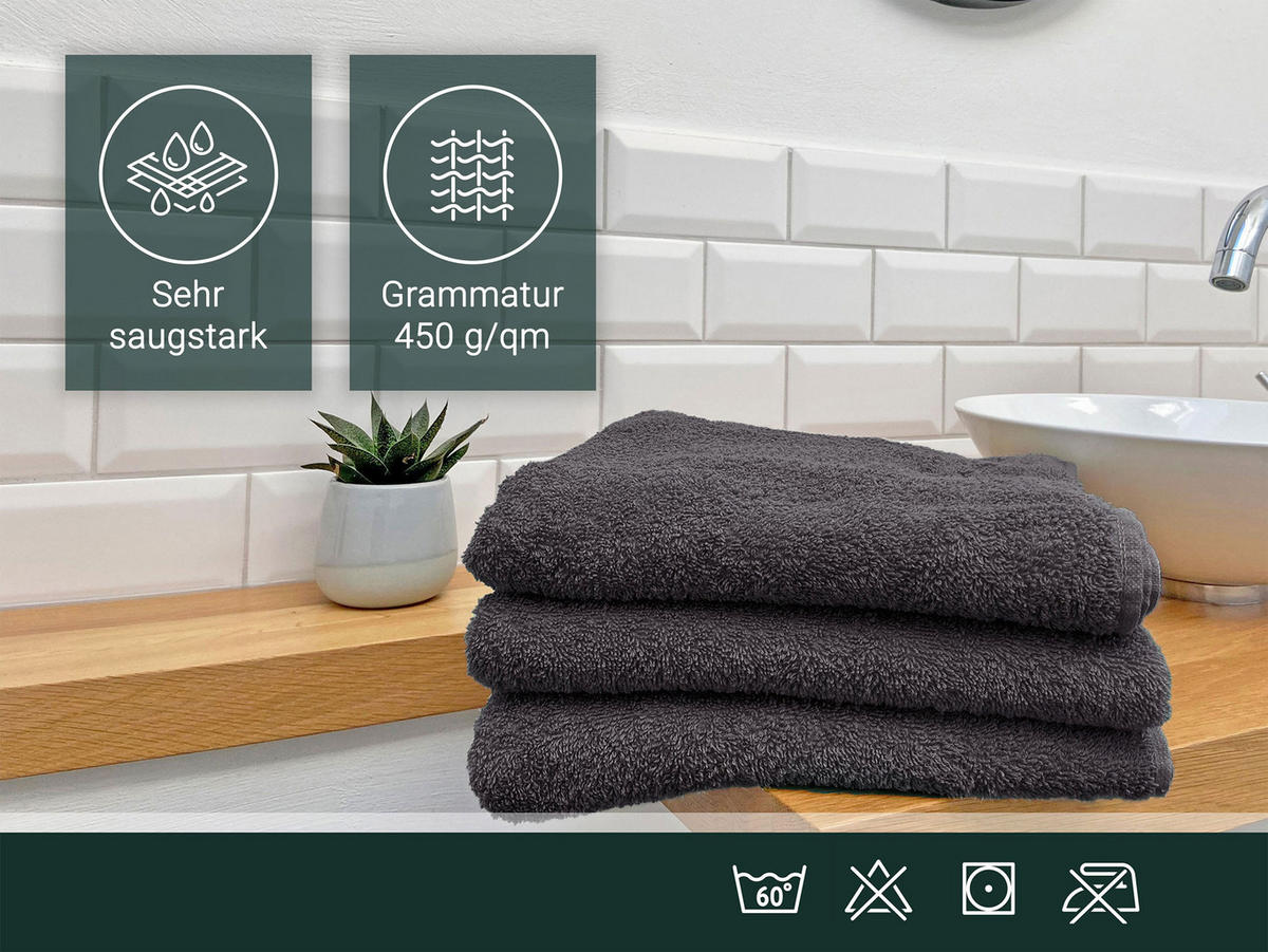 GÄSTETÜCHER, 10er-Set, 30x50 cm, 100% Baumwolle, Grau - Graphitfarben, Textil (30/50cm) - Zollner