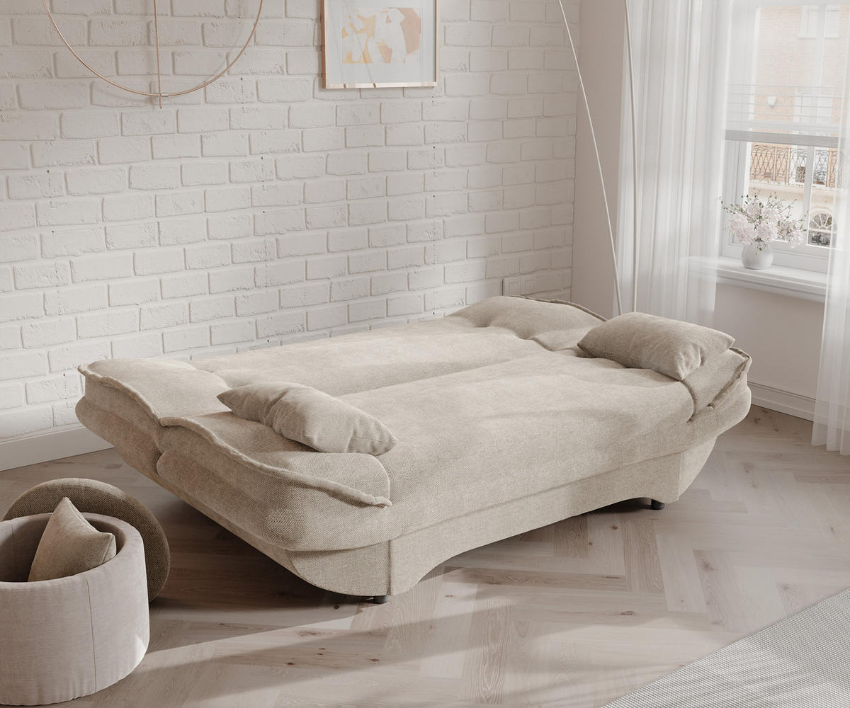 SCHLAFSOFA ORLIN mit Bettkasten Creme - Creme, Holzwerkstoff/Kunststoff (200/85/90cm) - Idohome