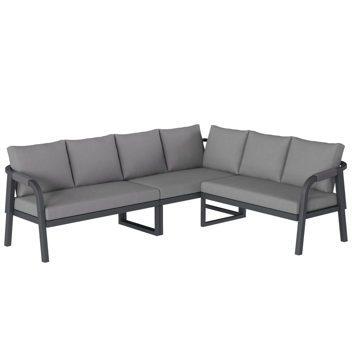 GARTENMÖBEL-SET 240/183/83 cm grau aus Stahl und Polyester für bis zu 6 Personen - Grau, Metall - OKWISH
