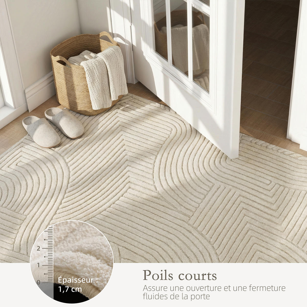PARAVENT DE-14312 3-teilig, klappbar 135x180 cm Hellbraun - Weiß, Textil (200/140/1.7cm) - ComfortXL