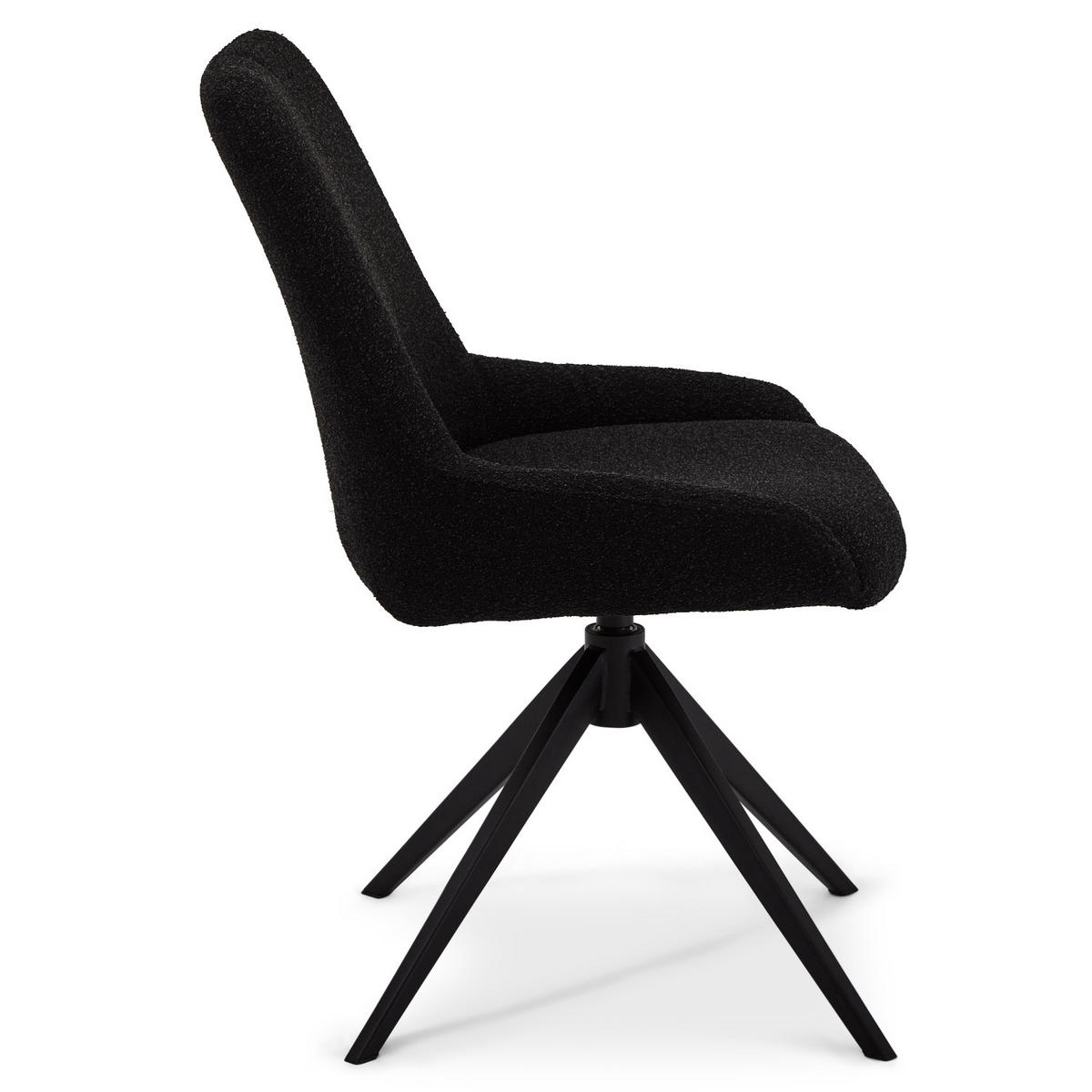 STUHL-SET 2 Stück in Teddystoff - Schwarz, Textil/Metall (52/61cm) - Furnhouse