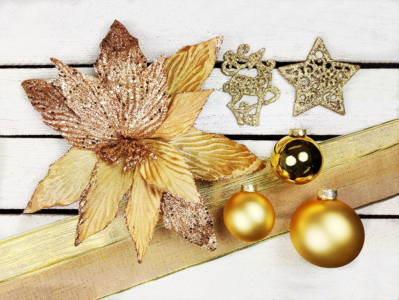 LAALU CHRISTBAUMKUGEL-SET 142 Stück in Luxusbox GOLDEN GLITTER II für Weihnachtsbäume 240-270 cm - Goldfarben/Braun, Glas/Kunststoff (55/50/75cm) - LAALU