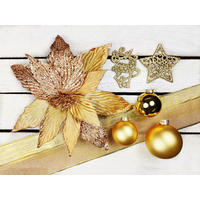LAALU CHRISTBAUMKUGEL-SET 142 Stück in Luxusbox GOLDEN GLITTER II für Weihnachtsbäume 240-270 cm - Goldfarben/Braun, Glas/Kunststoff (55/50/75cm) - LAALU