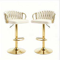 BARHOCKER 2er-Set Creme Weiß höhenverstellbar und 360° drehbar - Creme, Metall (49.5/98/50.5cm) - MIVRAY