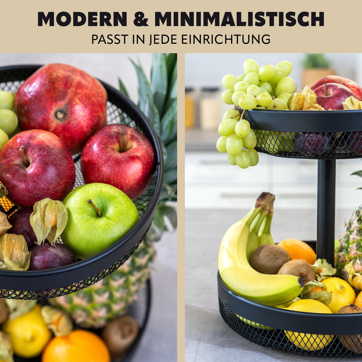 OBSTKORB, schwarz, Metall - Schwarz, Metall (31.5cm) - eluno