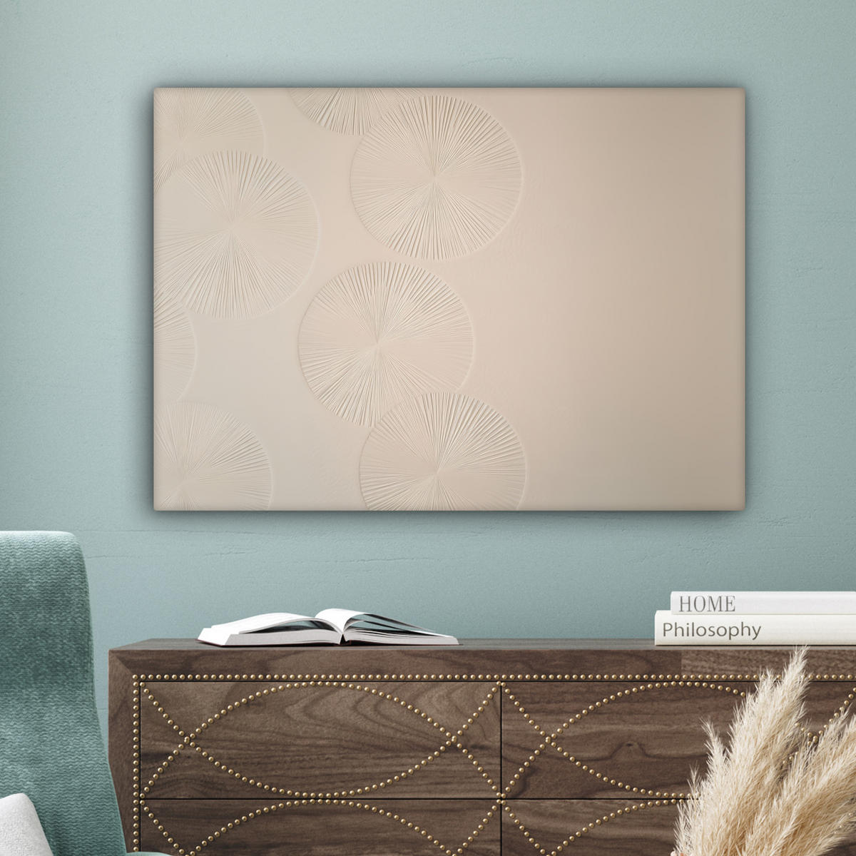 LEINWANDBILD Japandi - Beige - Modern Wandbilder 80x60 cm - Ecru, Textil (80/60cm) - MuchoWow