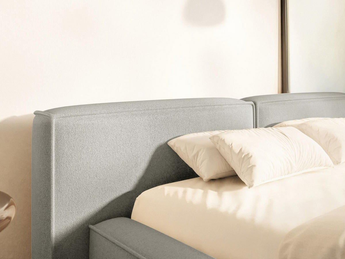 POLSTERBETT Tilves Low Hellgrau 140x200 cm - Hellgrau/Schwarz, Kunststoff/Textil (140/200cm) - Selsey