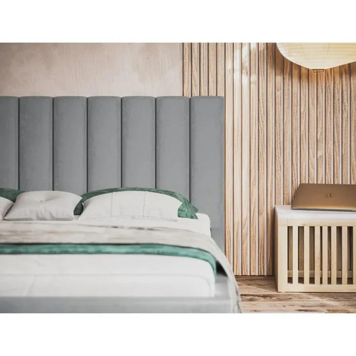 POLSTERBETT SIM 9 mit Kopfteil, 120 x 200 cm mit Bettkasten und Lattenrost aus Holz, Velourstoff, Farbe: Beige - Beige, Holz/Kunststoff (120/200cm) - Sepro Meble